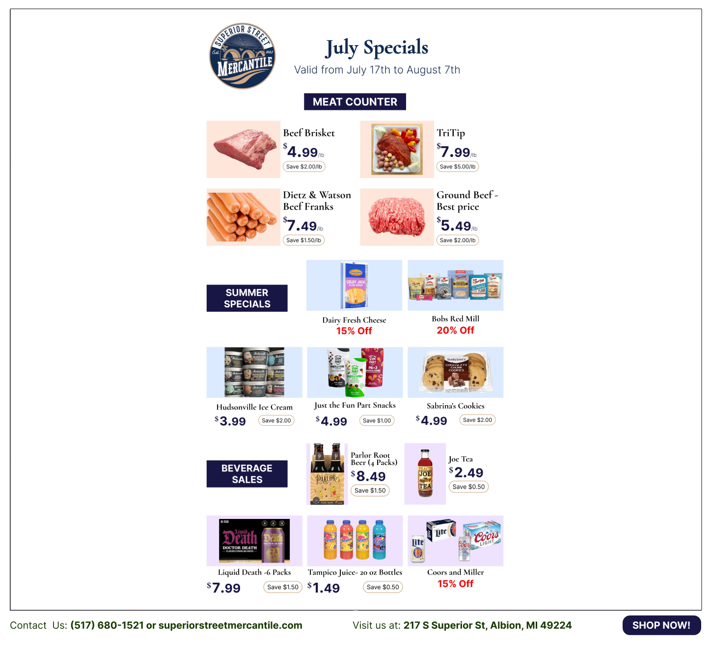 Full July specials newspaper ad