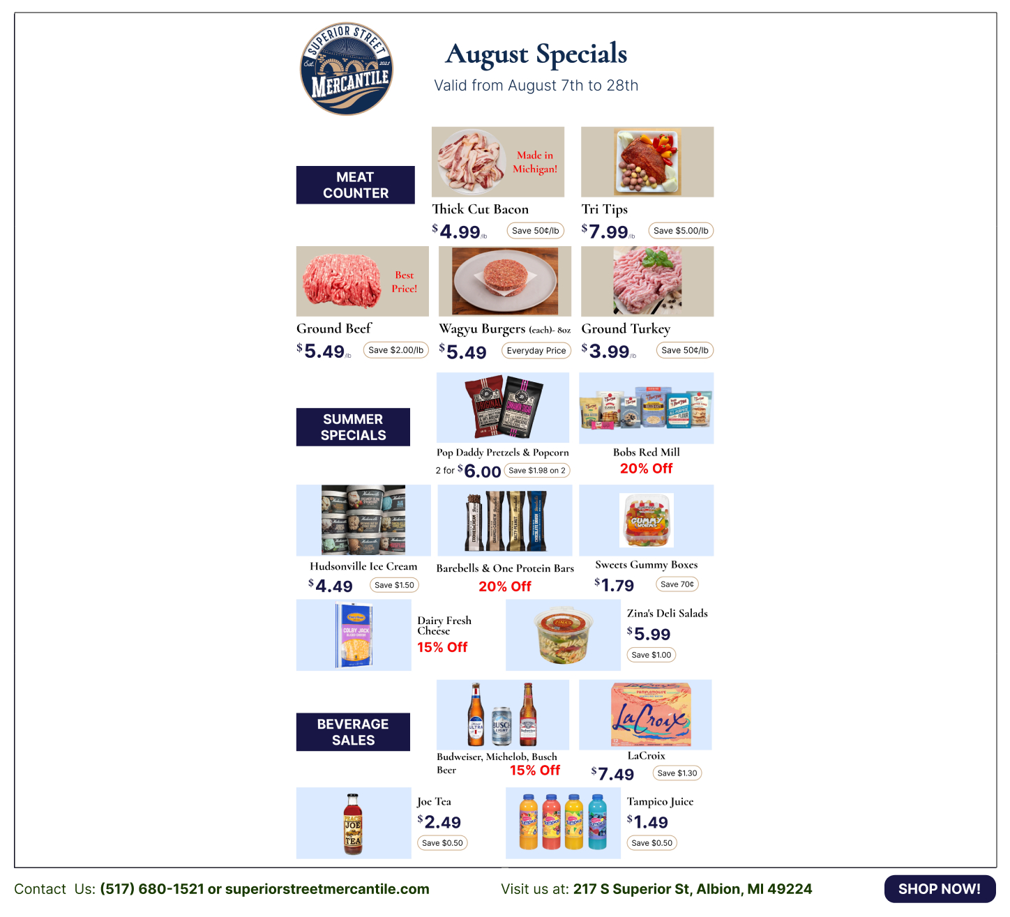 Full August specials newspaper ad