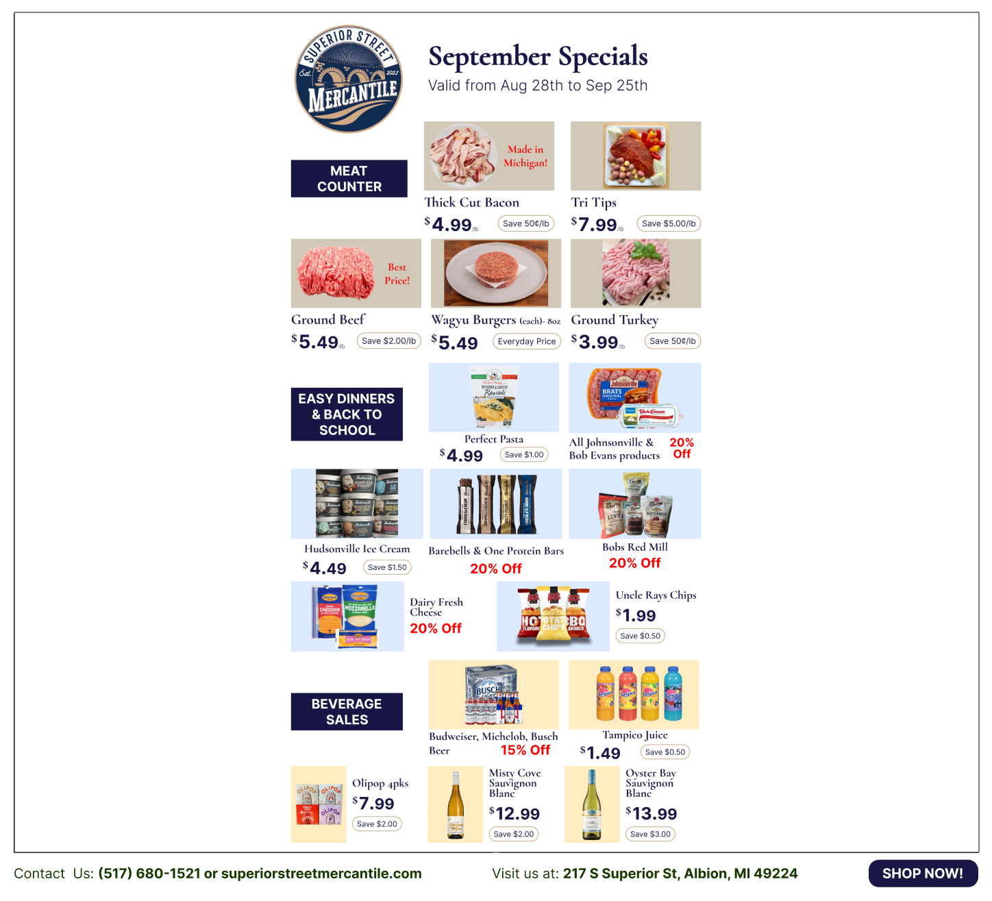 Full August specials newspaper ad