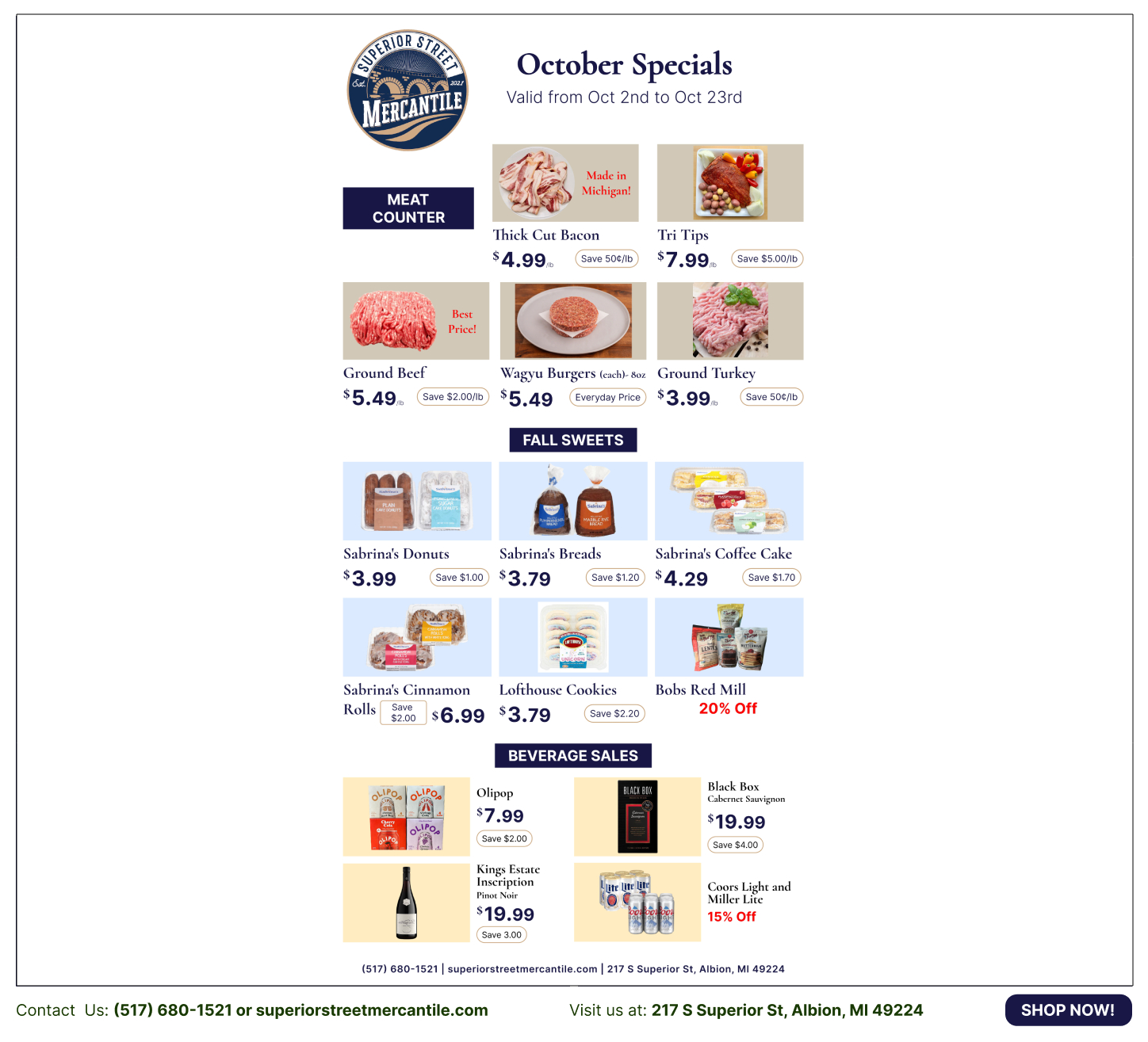 Full October specials newspaper ad